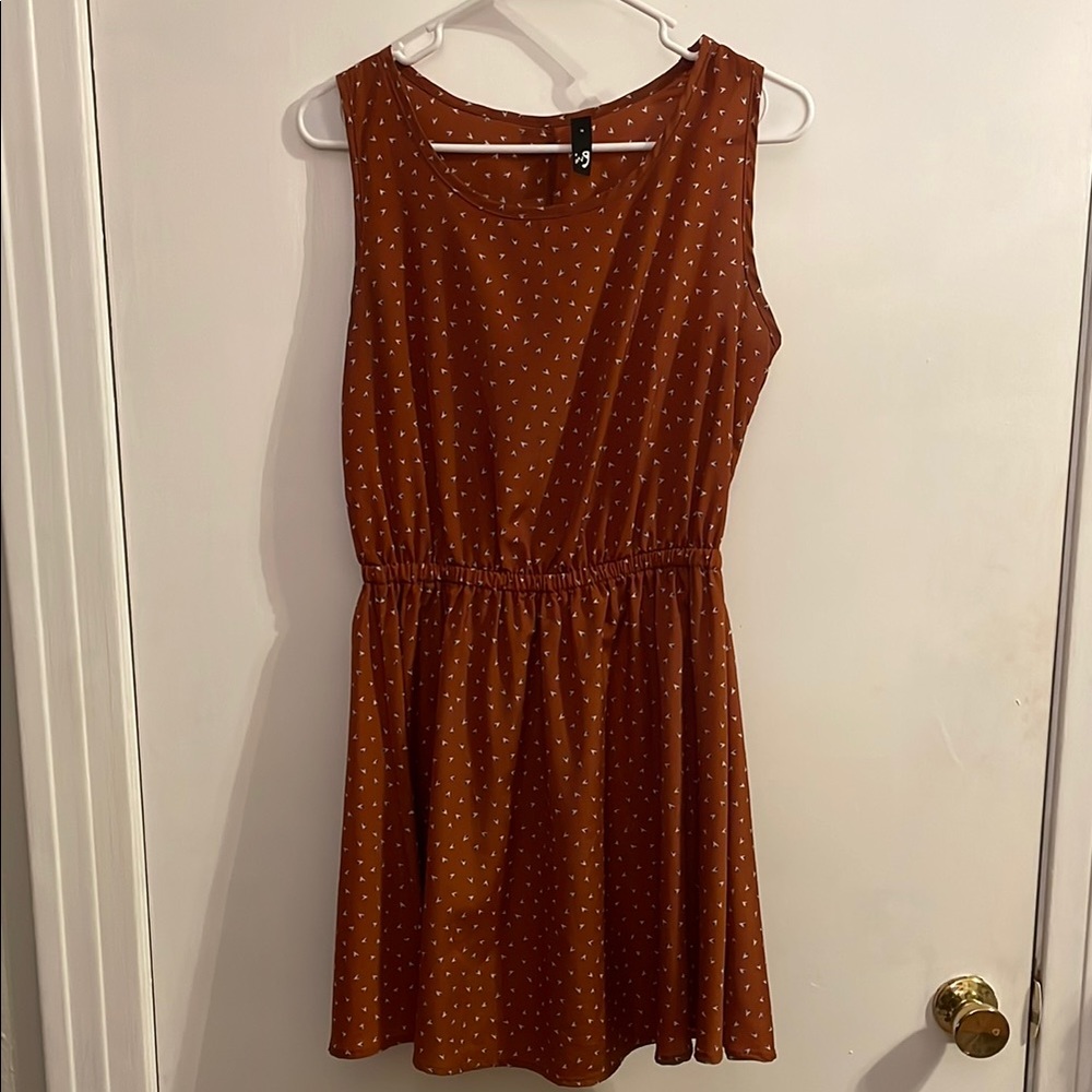 Brown and Orange Sleeveless Scoop Neck Sundress